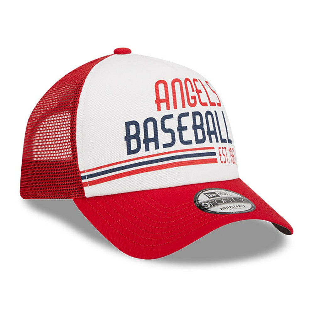 Los Angeles Angels New Era Stacked A-Frame Trucker 9FORTY Adjustable Hat | MLB Sale