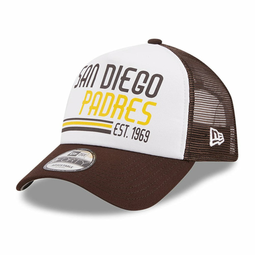 San Diego Padres New Era Stacked A-Frame Trucker 9FORTY Adjustable Hat | MLB Online