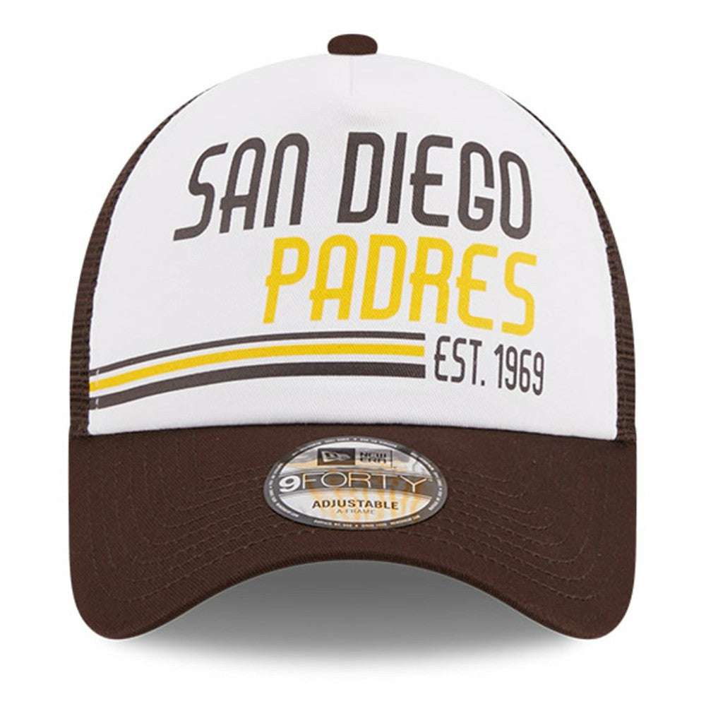 San Diego Padres New Era Stacked A-Frame Trucker 9FORTY Adjustable Hat | MLB Online