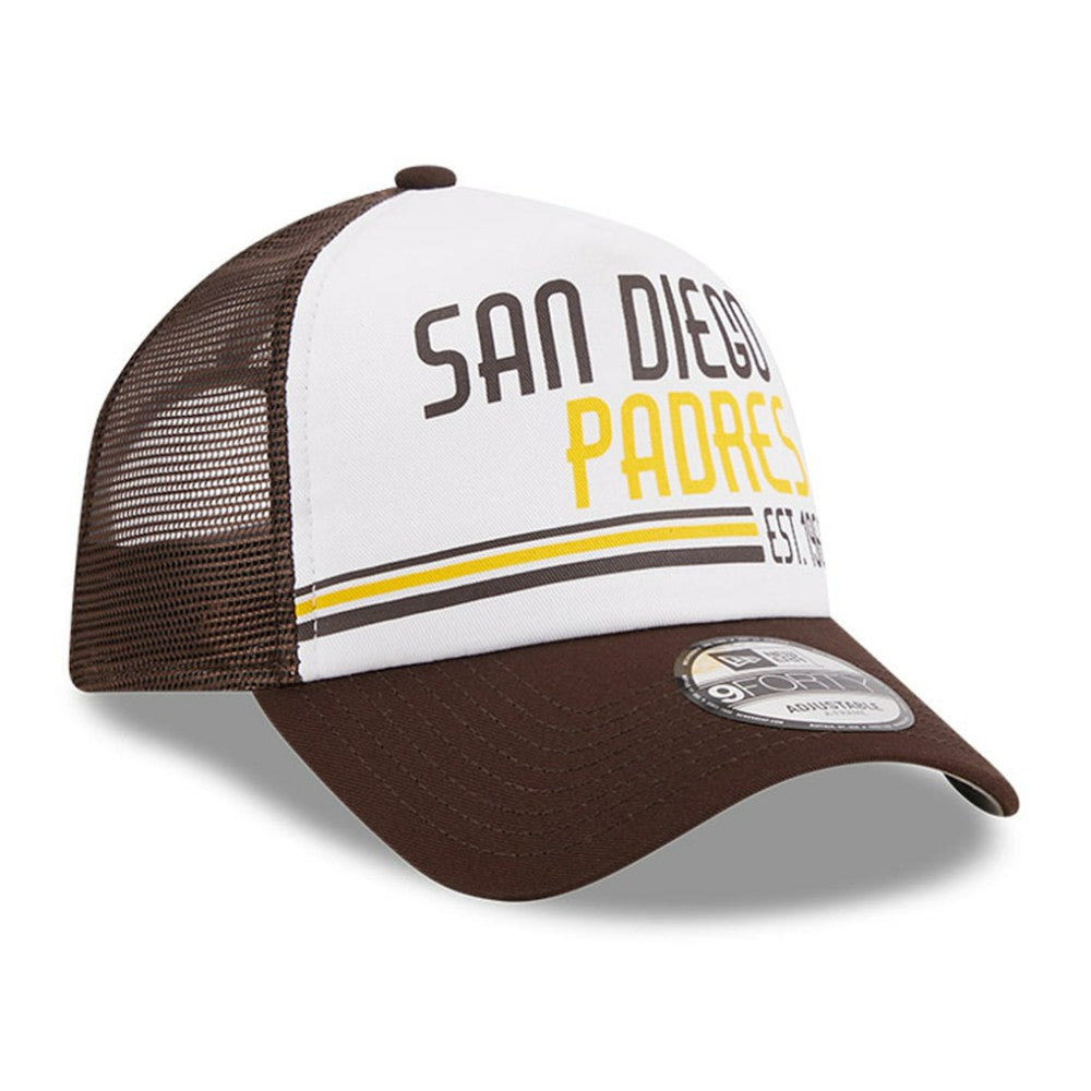 San Diego Padres New Era Stacked A-Frame Trucker 9FORTY Adjustable Hat | MLB Online