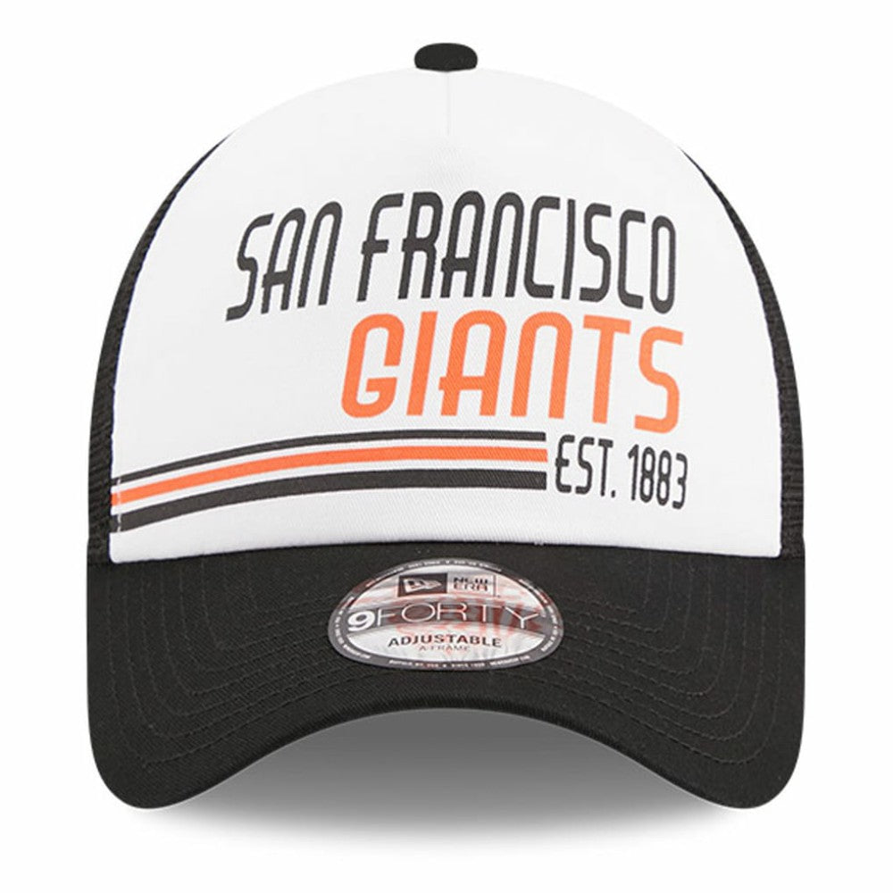 San Francisco Giants New Era Stacked A-Frame Trucker 9FORTY Adjustable Hat | MLB Near me