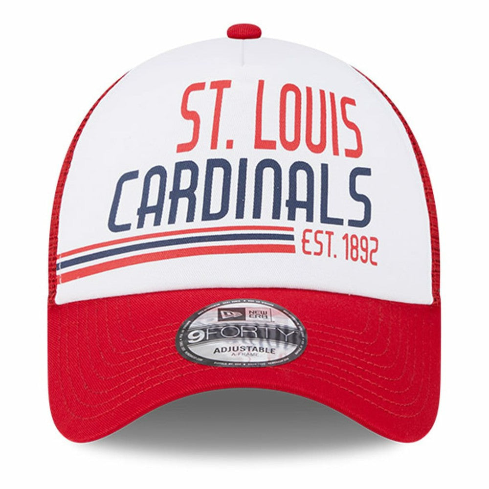St. Louis Cardinals New Era Stacked A-Frame Trucker 9FORTY Adjustable Hat | MLB On Sale