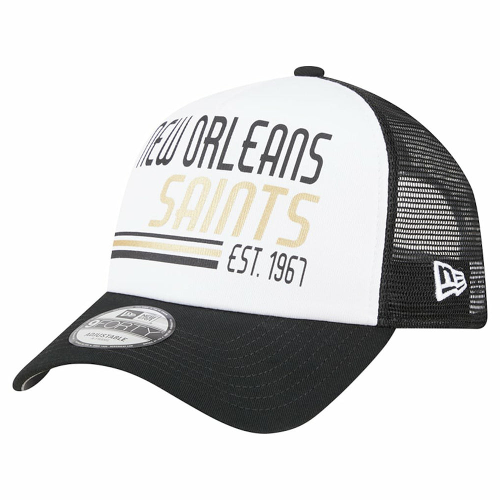 New Orleans Saints New Era Stacked A-Frame Trucker 9FORTY Adjustable Hat
