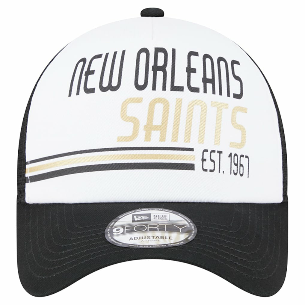 New Orleans Saints New Era Stacked A-Frame Trucker 9FORTY Adjustable Hat