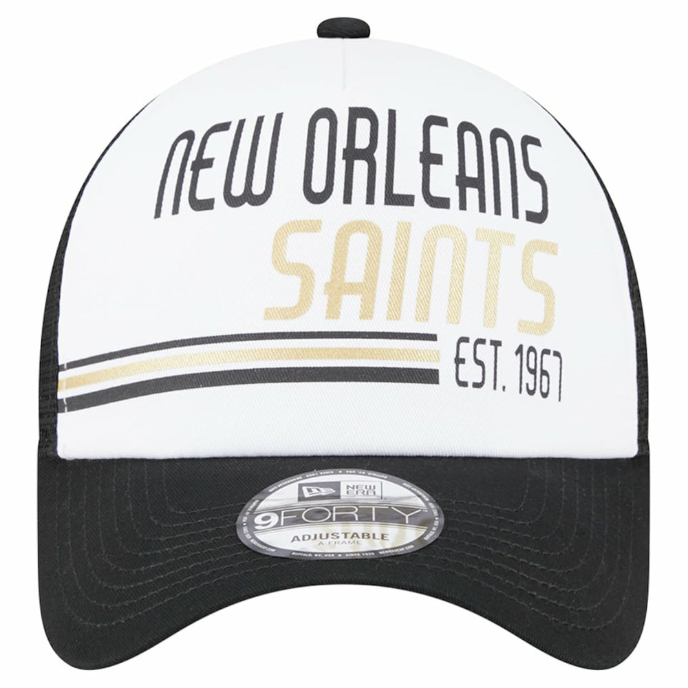 New Orleans Saints New Era Stacked A-Frame Trucker 9FORTY Adjustable Hat