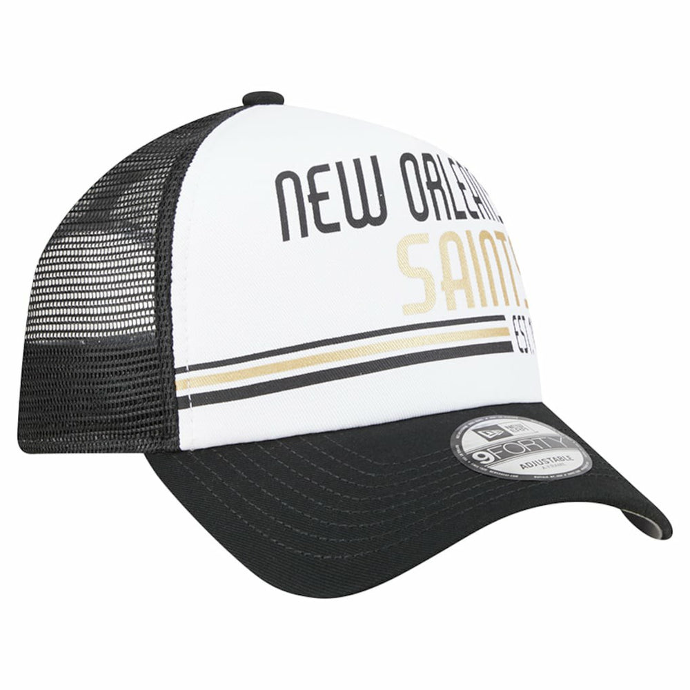 New Orleans Saints New Era Stacked A-Frame Trucker 9FORTY Adjustable Hat