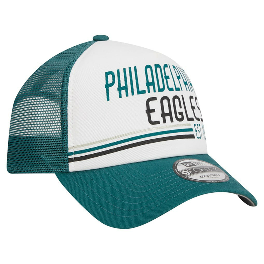 Philadelphia Eagles New Era Stacked A-Frame Trucker 9FORTY Adjustable Hat