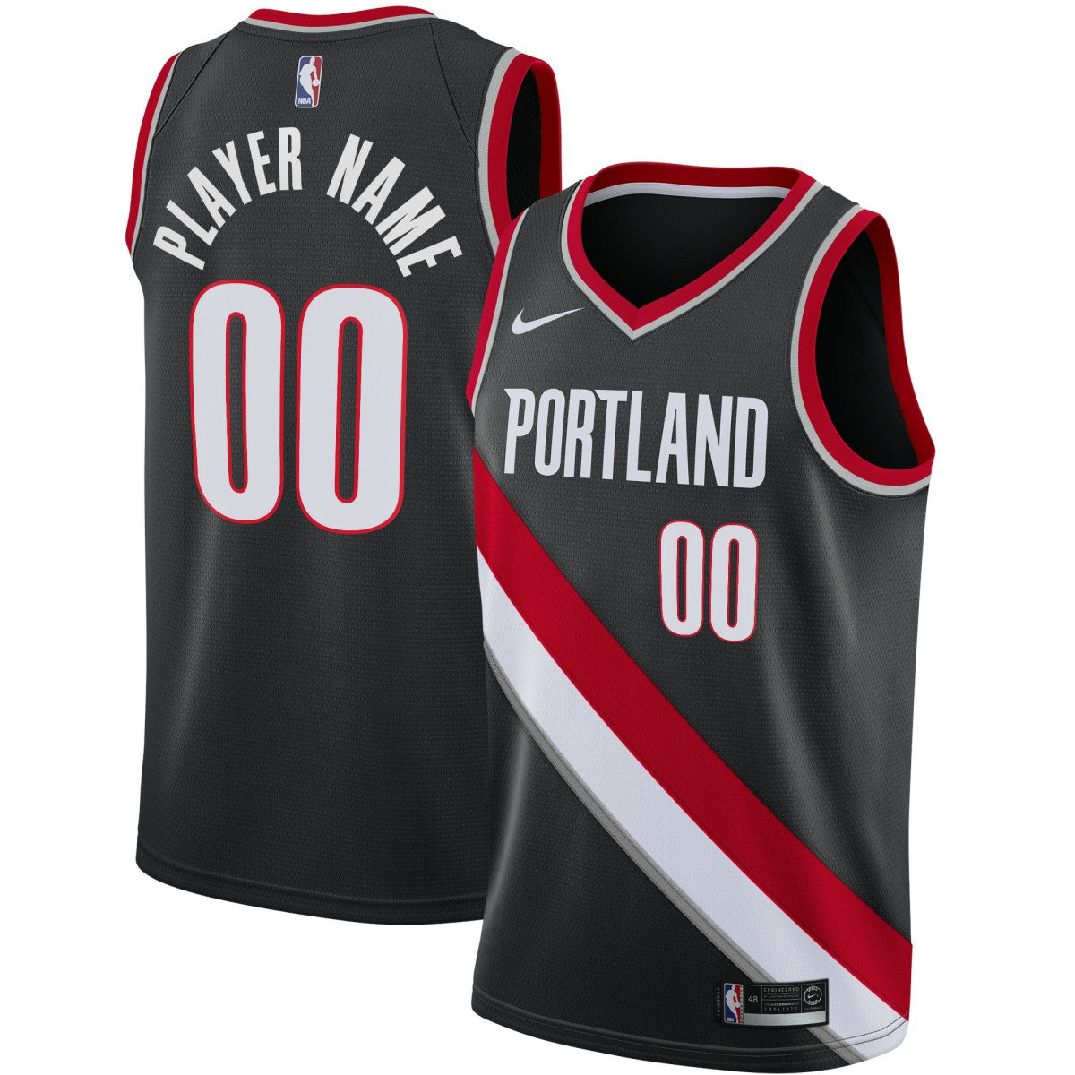 Portland Trail Blazers Swingman Custom Jersey Black On Sale