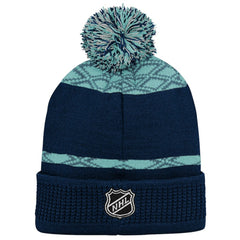 Seattle Kraken Youth Puck Cuffed Knit Hat with Pom Discount