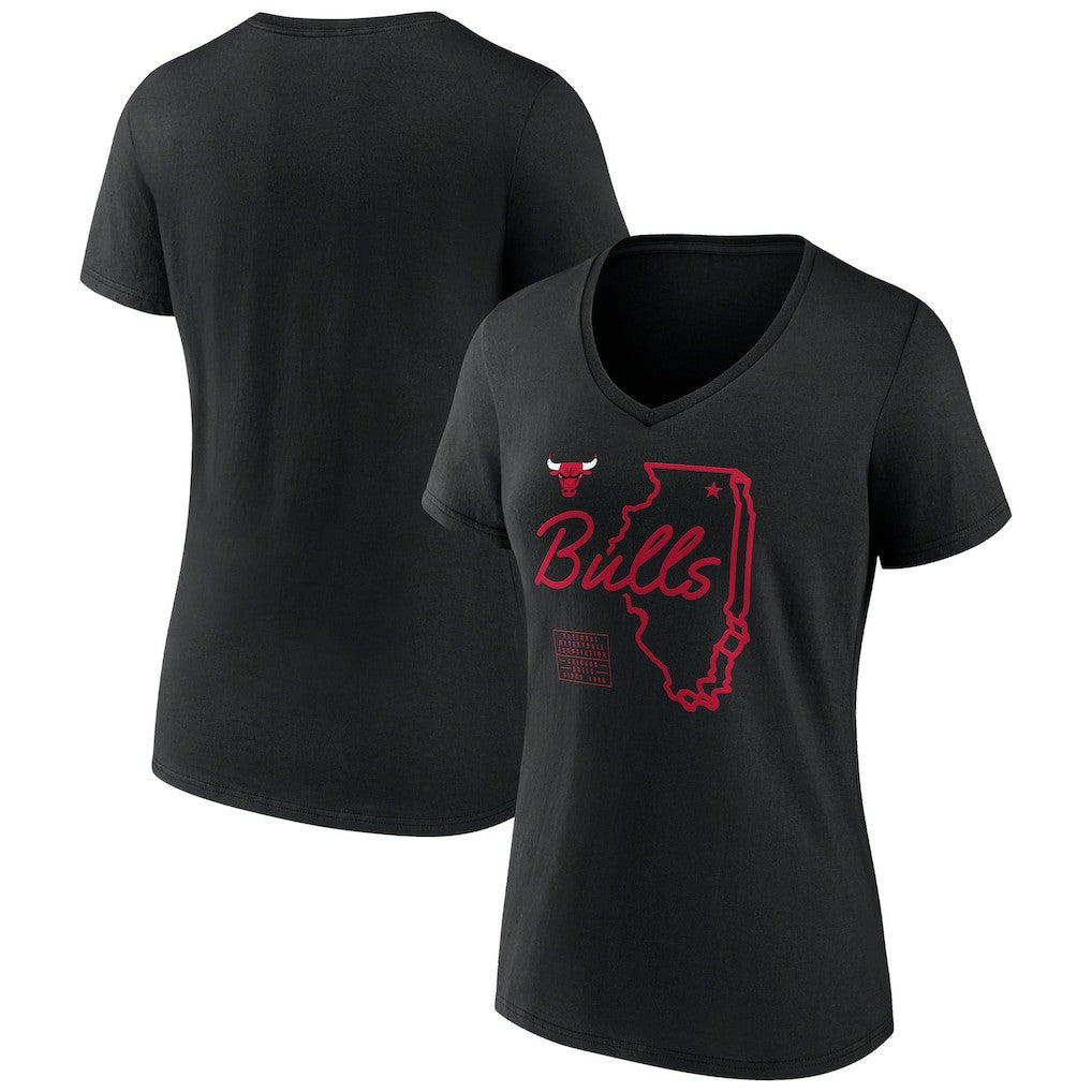 Chicago Bulls Women's Announcer V-Neck T-Shirt sale Online