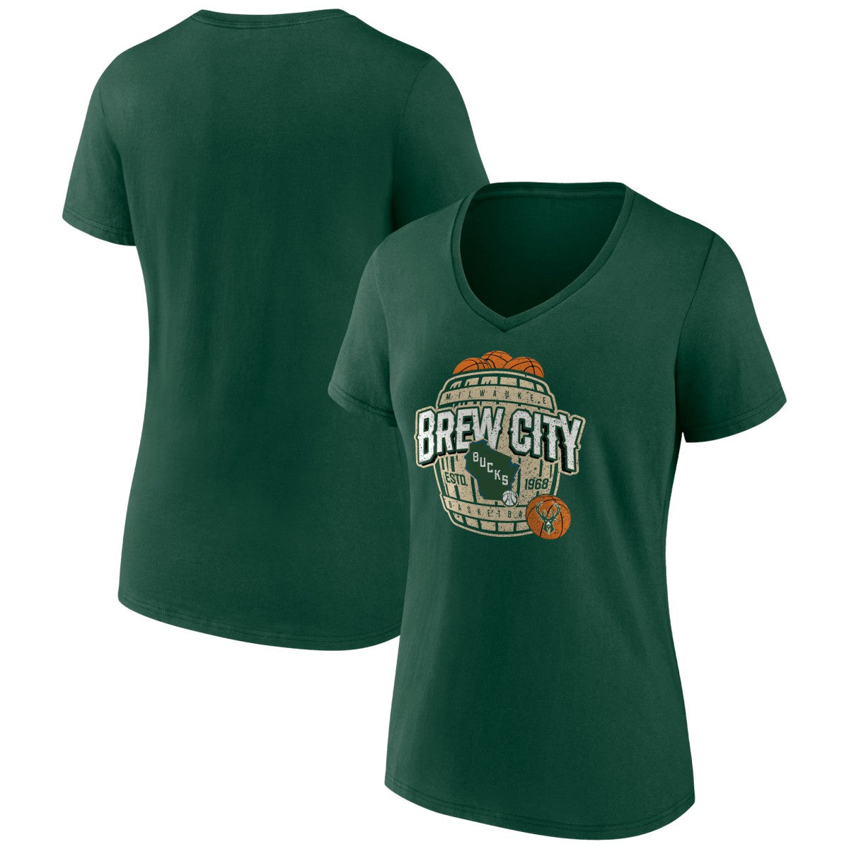 Milwaukee Bucks Women's Announcer V-Neck T-Shirt Outlet