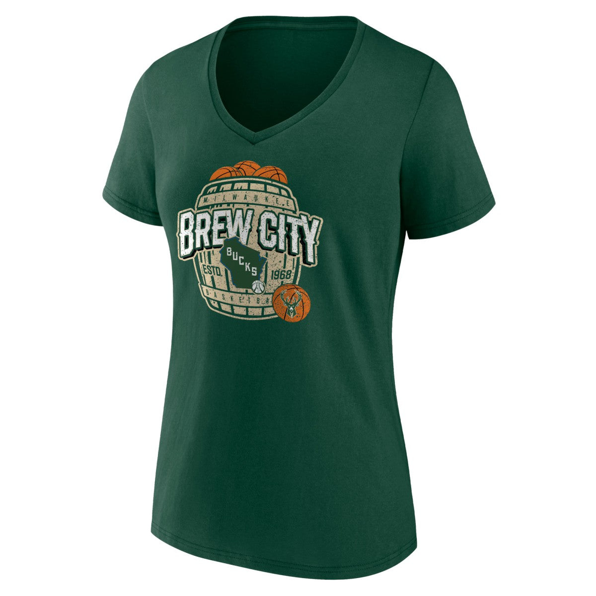 Milwaukee Bucks Women's Announcer V-Neck T-Shirt Outlet