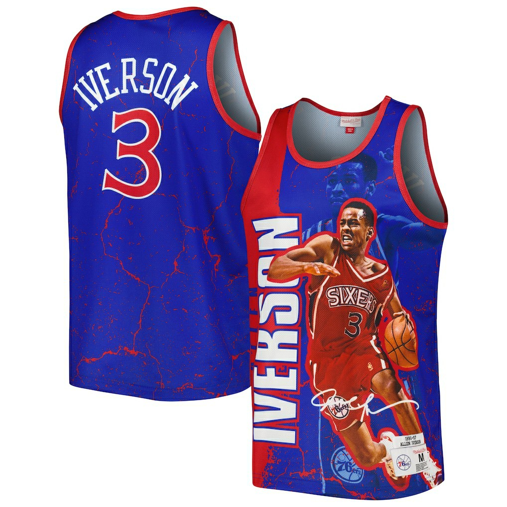 Allen Iverson Philadelphia 76ers 1996-97 Hardwood Classics Player Burst Tank Top Discount