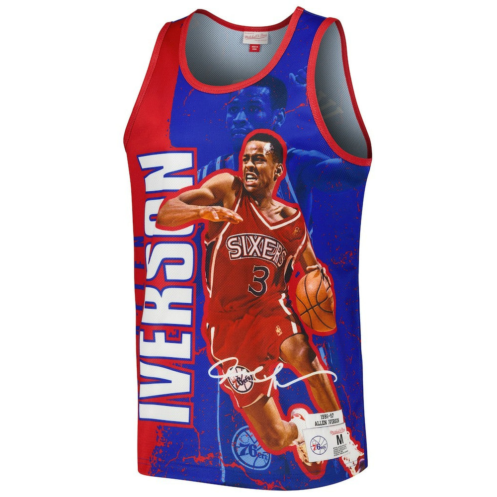 Allen Iverson Philadelphia 76ers 1996-97 Hardwood Classics Player Burst Tank Top Discount