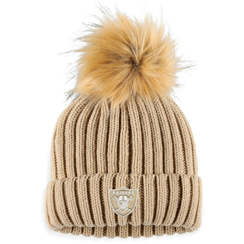 Las Vegas Raiders  WEAR by Erin Andrews Women's Neutral Cuffed Knit Hat with Pom