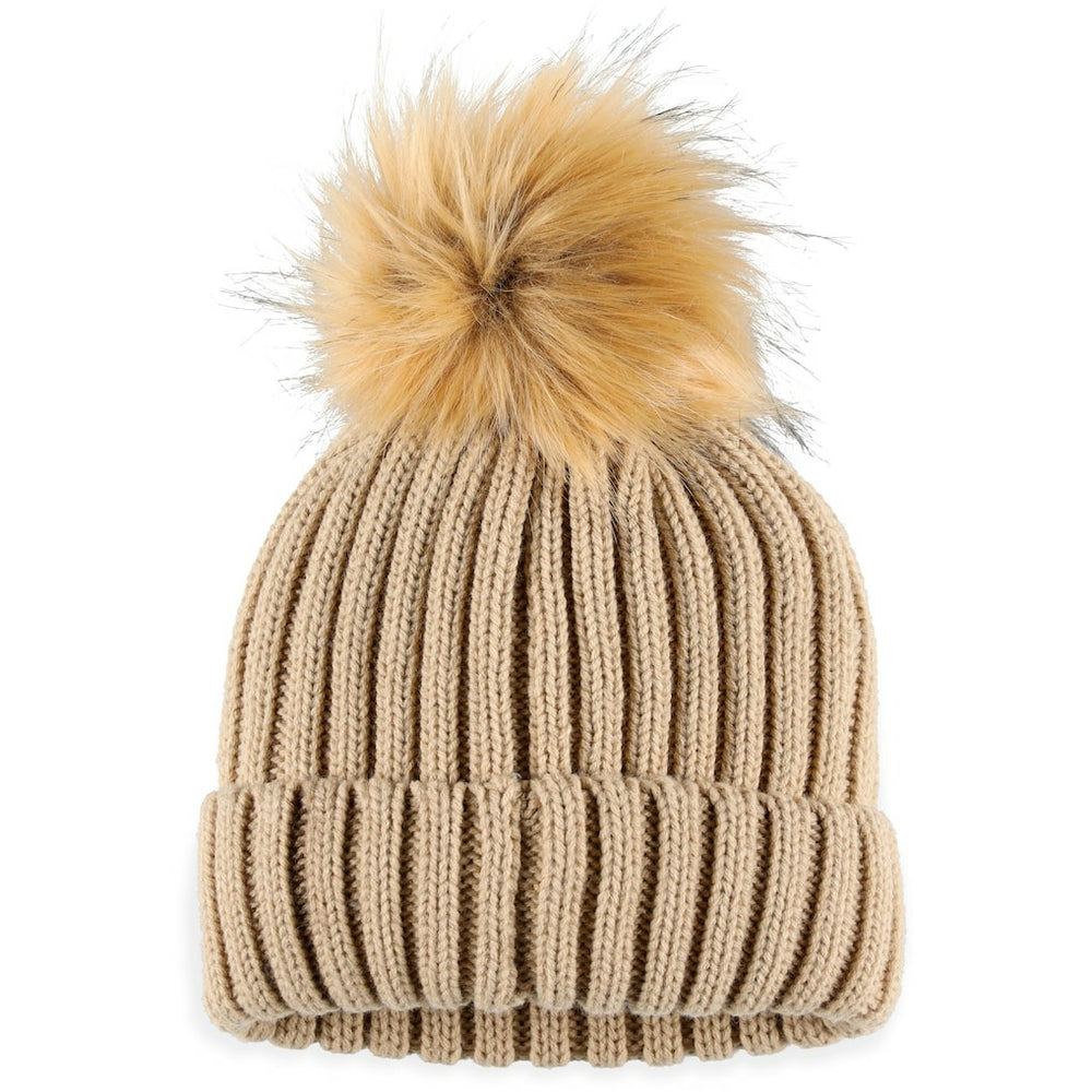 Las Vegas Raiders  WEAR by Erin Andrews Women's Neutral Cuffed Knit Hat with Pom