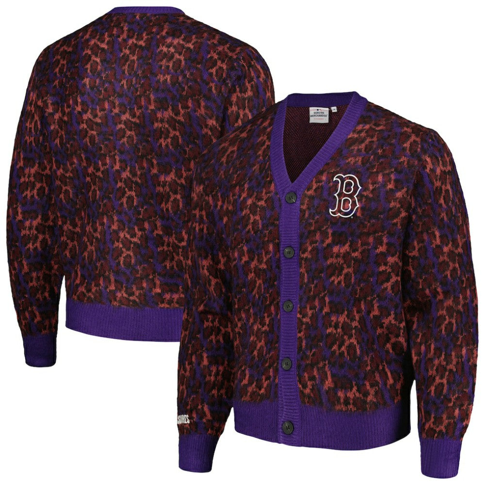 Boston Red Sox PLEASURES Cheetah Cardigan Button-Up Sweater | MLB For sale