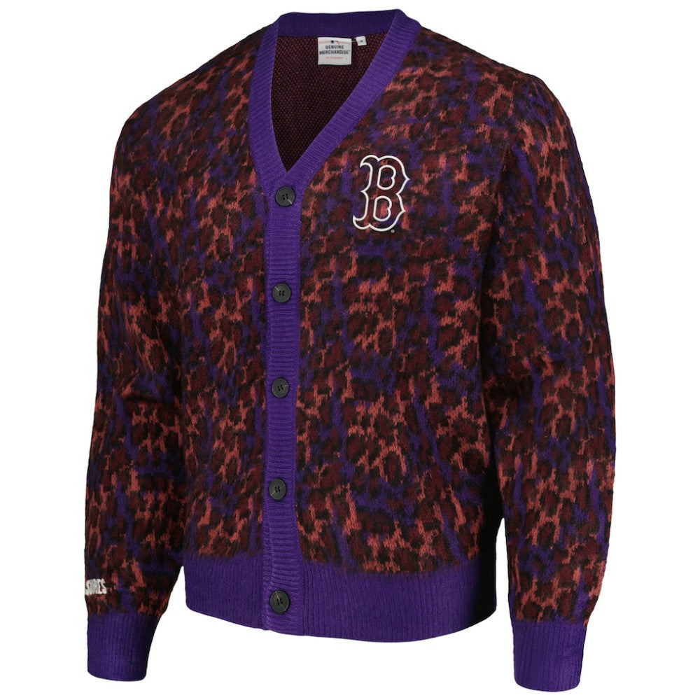 Boston Red Sox PLEASURES Cheetah Cardigan Button-Up Sweater | MLB For sale