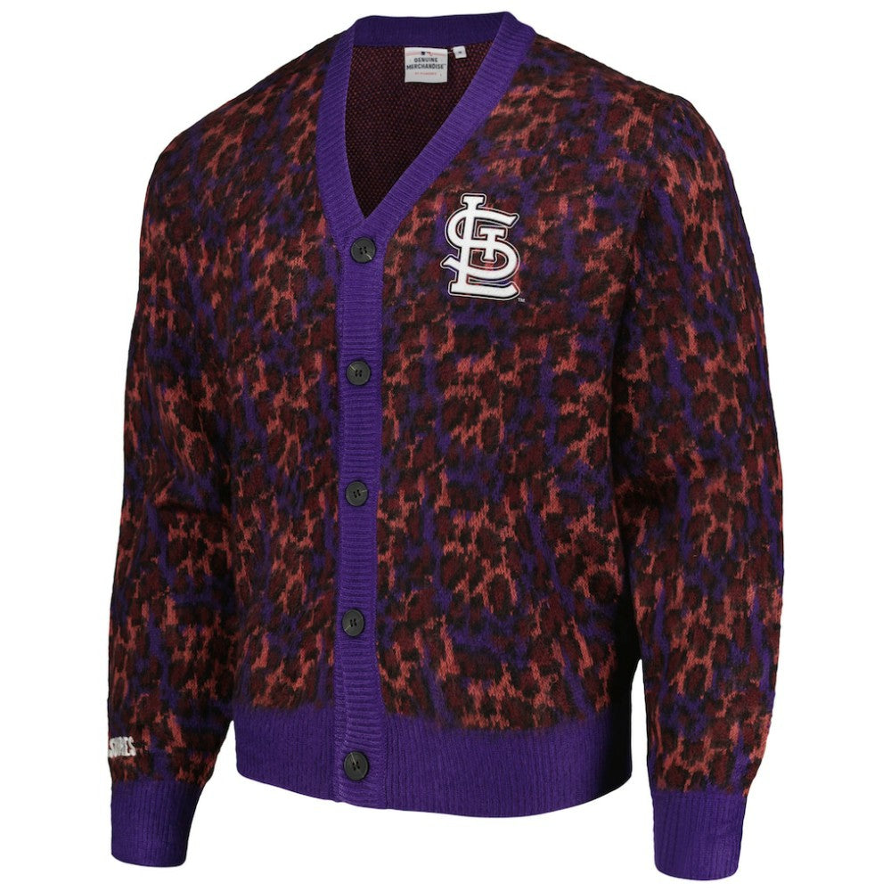 St. Louis Cardinals PLEASURES Cheetah Cardigan Button-Up Sweater | MLB Discount