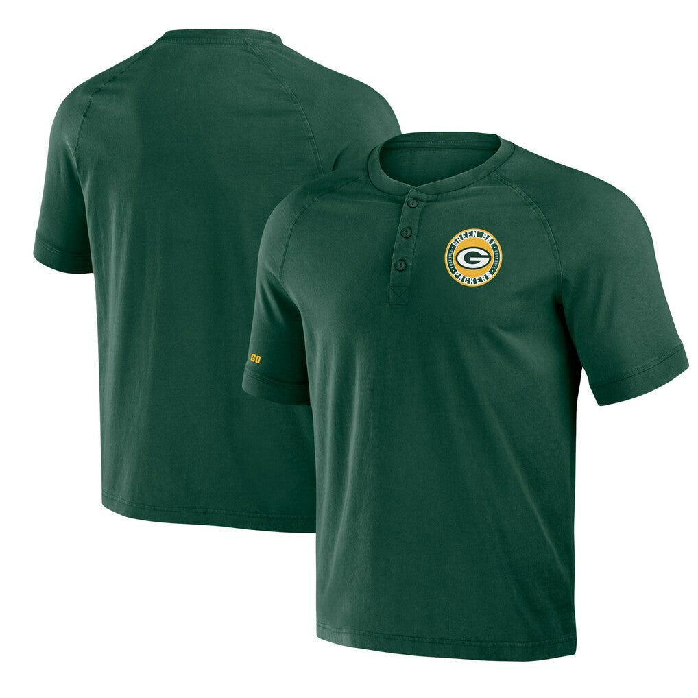 Green Bay Packers Fanatics NFL x Darius Rucker Collection Washed Raglan Henley T-Shirt