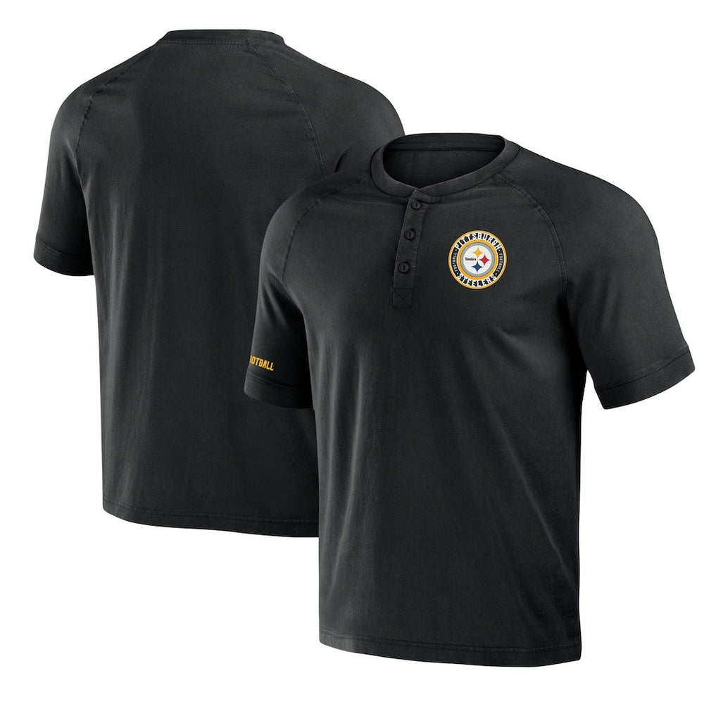 Pittsburgh Steelers Fanatics NFL x Darius Rucker Collection Washed Raglan Henley T-Shirt