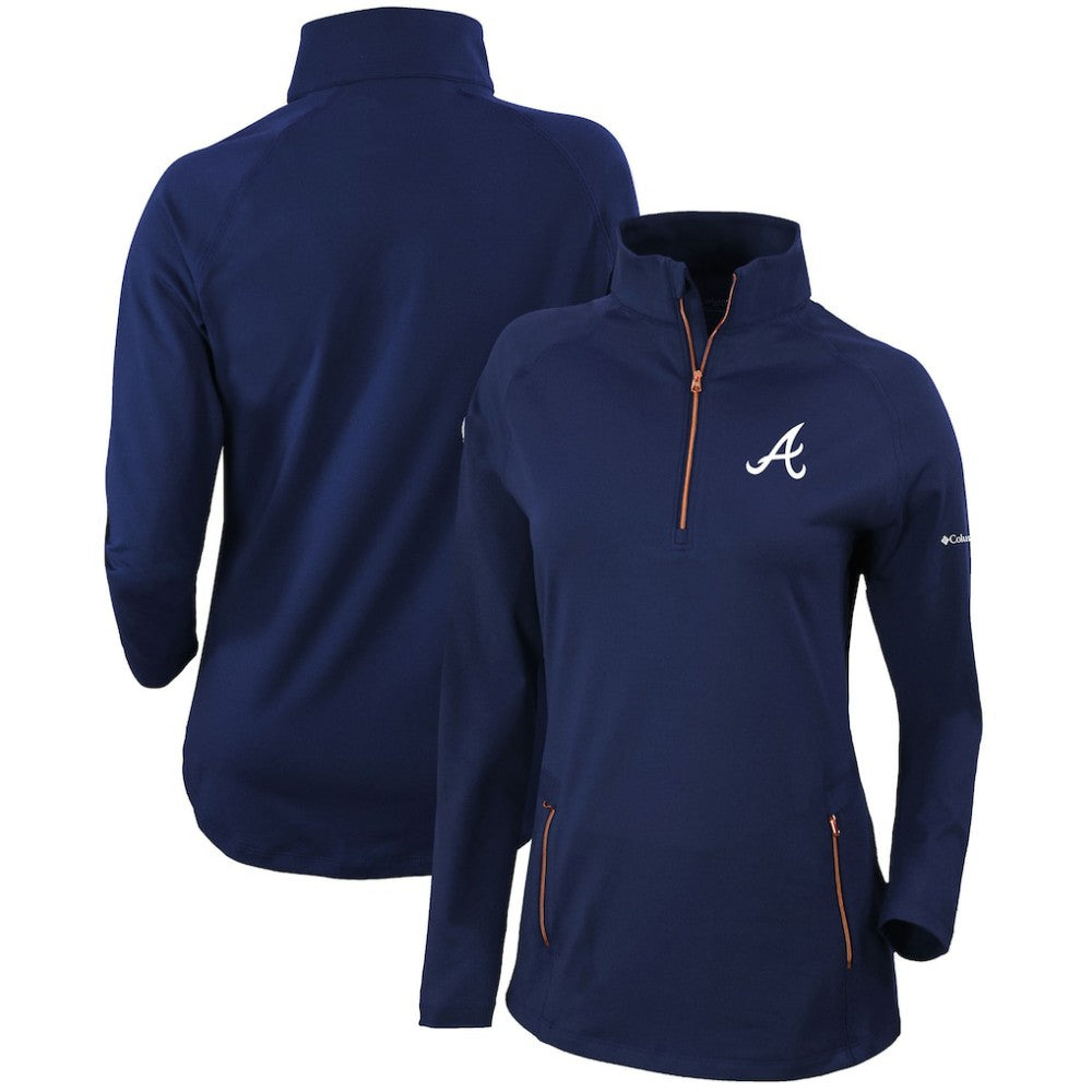 Atlanta Braves Columbia Women's Omni-Wick Outward Nine Quarter-Zip Pullover Top | MLB Shop