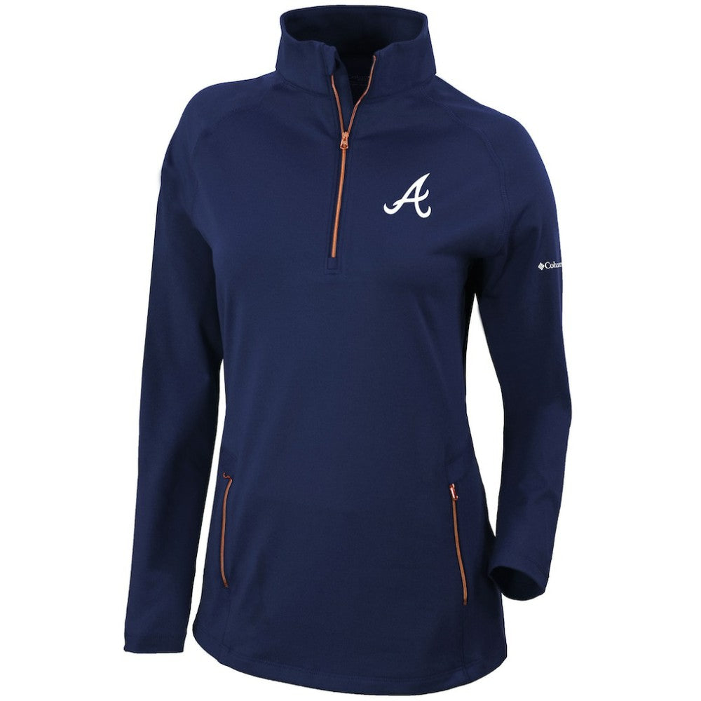 Atlanta Braves Columbia Women's Omni-Wick Outward Nine Quarter-Zip Pullover Top | MLB Shop