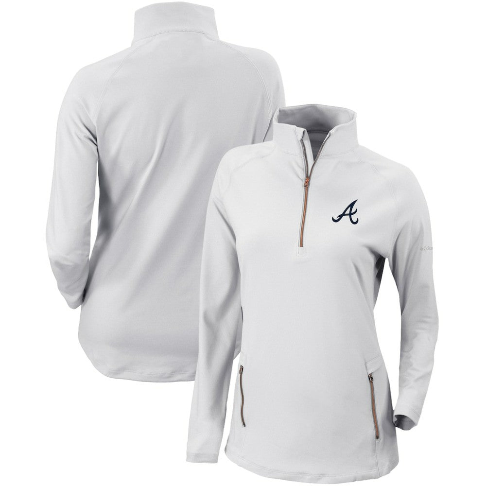 Atlanta Braves Columbia Women's Omni-Wick Outward Nine Quarter-Zip Pullover Top | MLB US