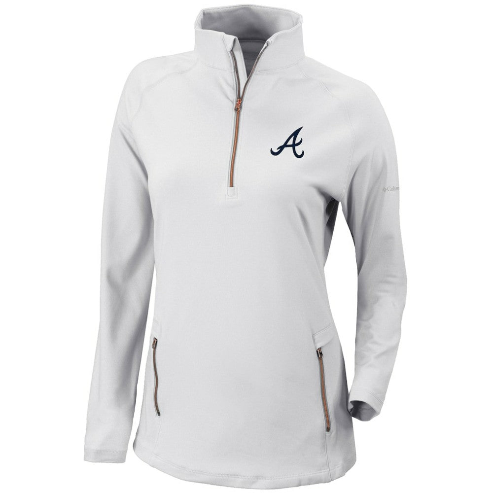 Atlanta Braves Columbia Women's Omni-Wick Outward Nine Quarter-Zip Pullover Top | MLB US