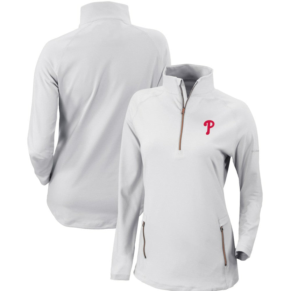 Philadelphia Phillies Columbia Women's Omni-Wick Outward Nine Quarter-Zip Pullover Top | MLB New