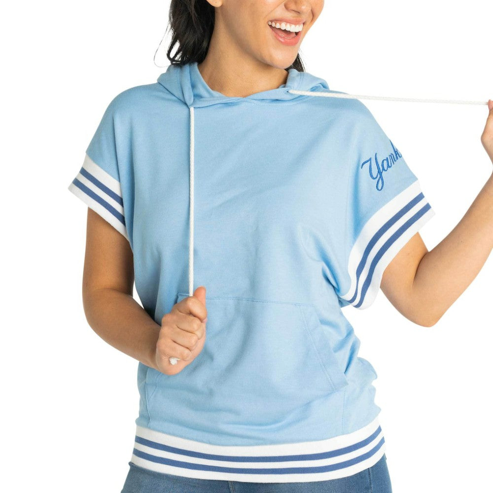 New York Yankees Lusso Women's Mabel Tri-Blend Short Sleeve Pullover Hoodie | MLB Shop