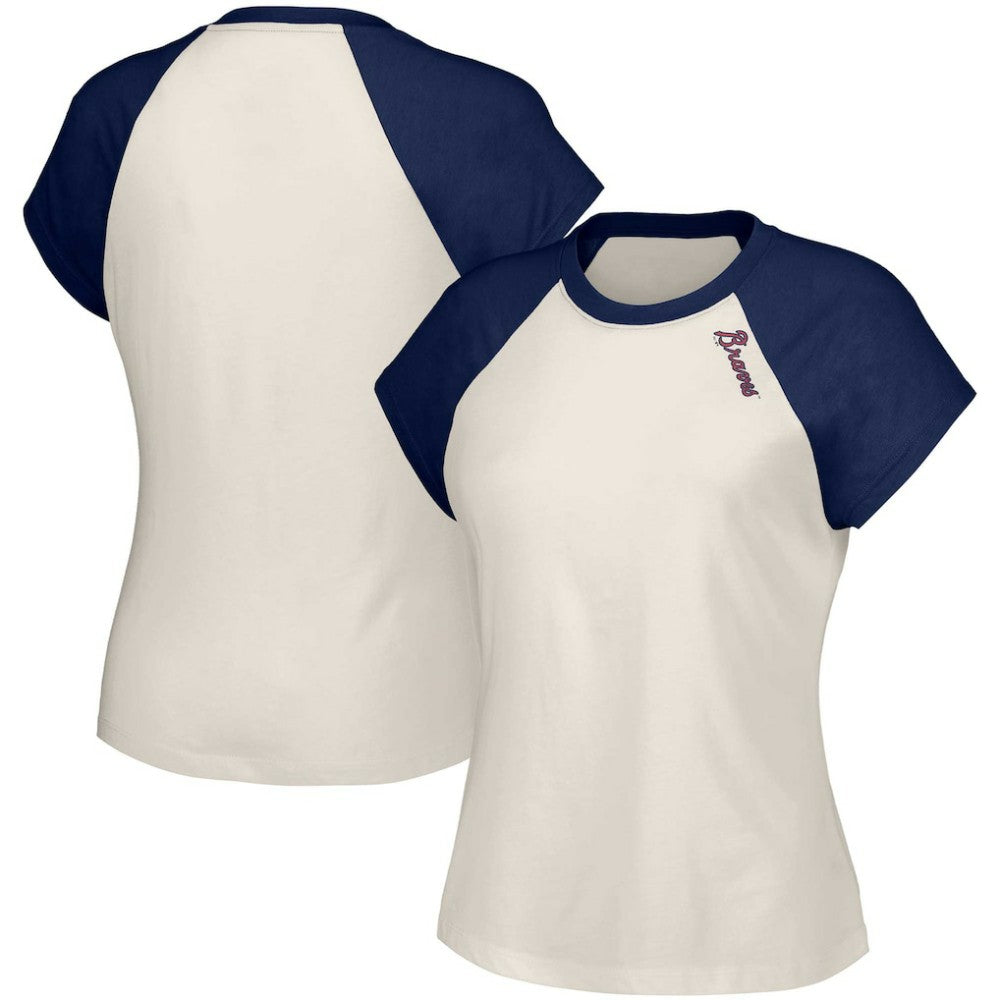 Atlanta Braves Lusso Women's Nikki Raglan T-Shirt | MLB New