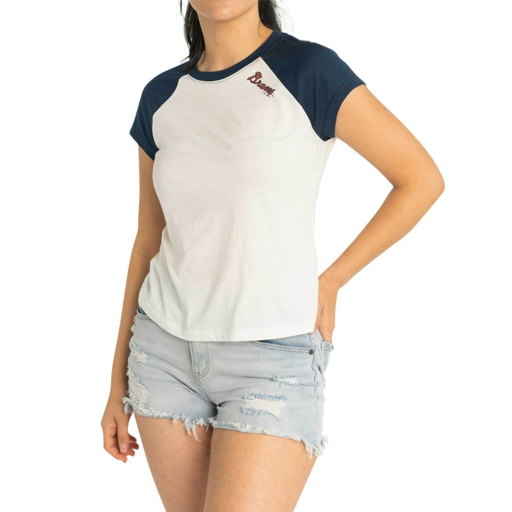 Atlanta Braves Lusso Women's Nikki Raglan T-Shirt | MLB New