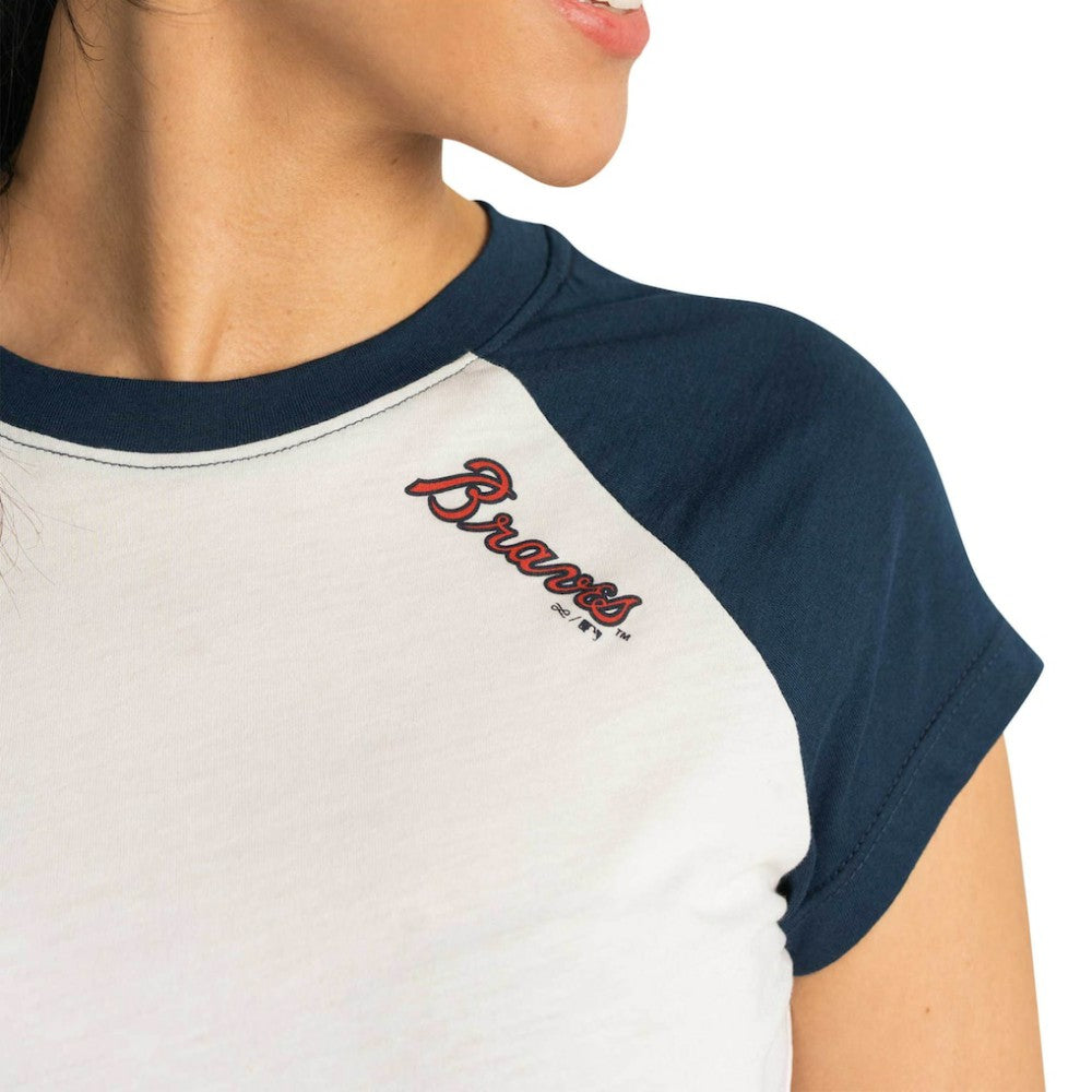 Atlanta Braves Lusso Women's Nikki Raglan T-Shirt | MLB New
