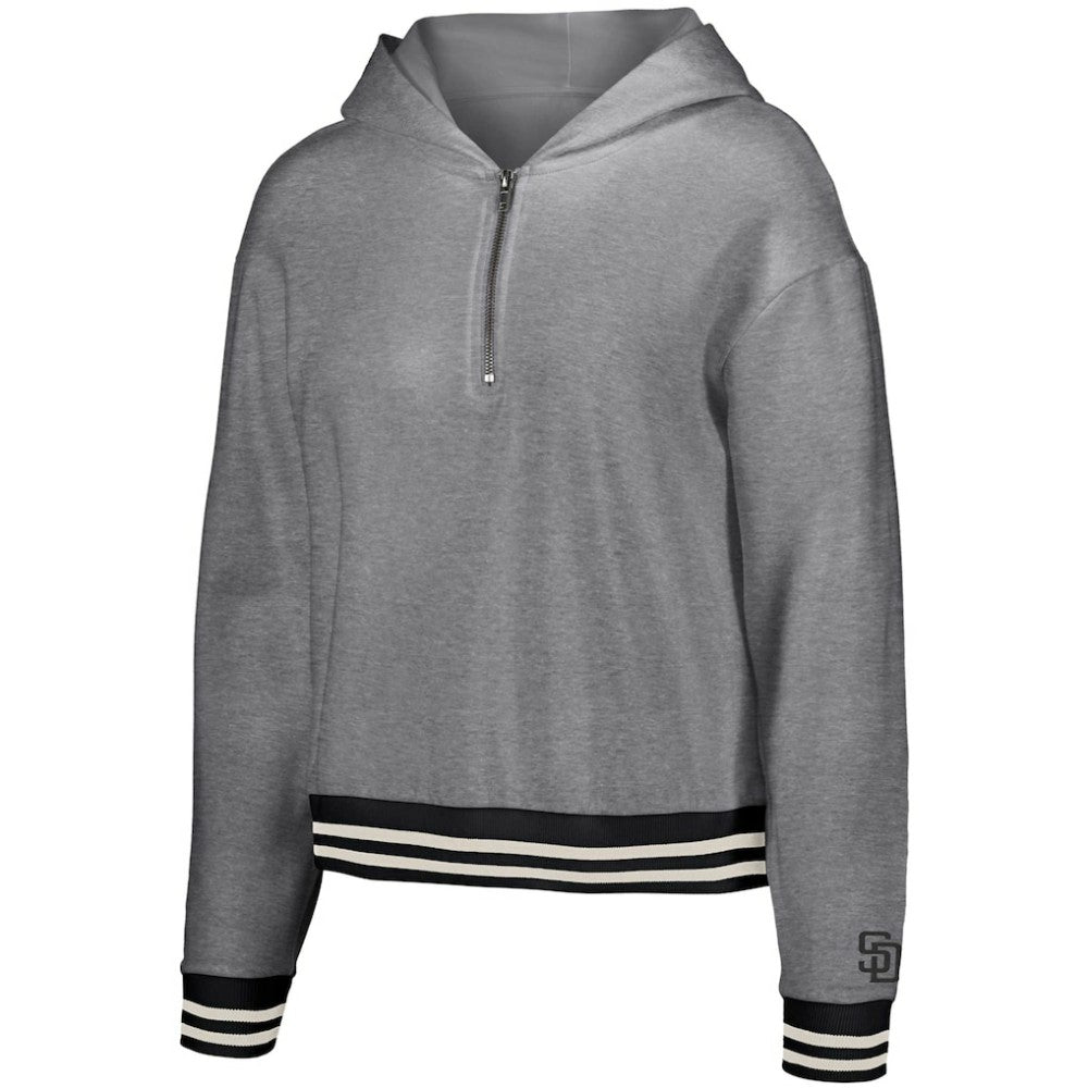 San Diego Padres Lusso Women's Magnolia Tri-Blend Quarter-Zip Hoodie | MLB New
