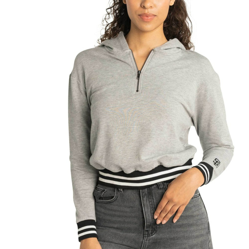 San Diego Padres Lusso Women's Magnolia Tri-Blend Quarter-Zip Hoodie | MLB New