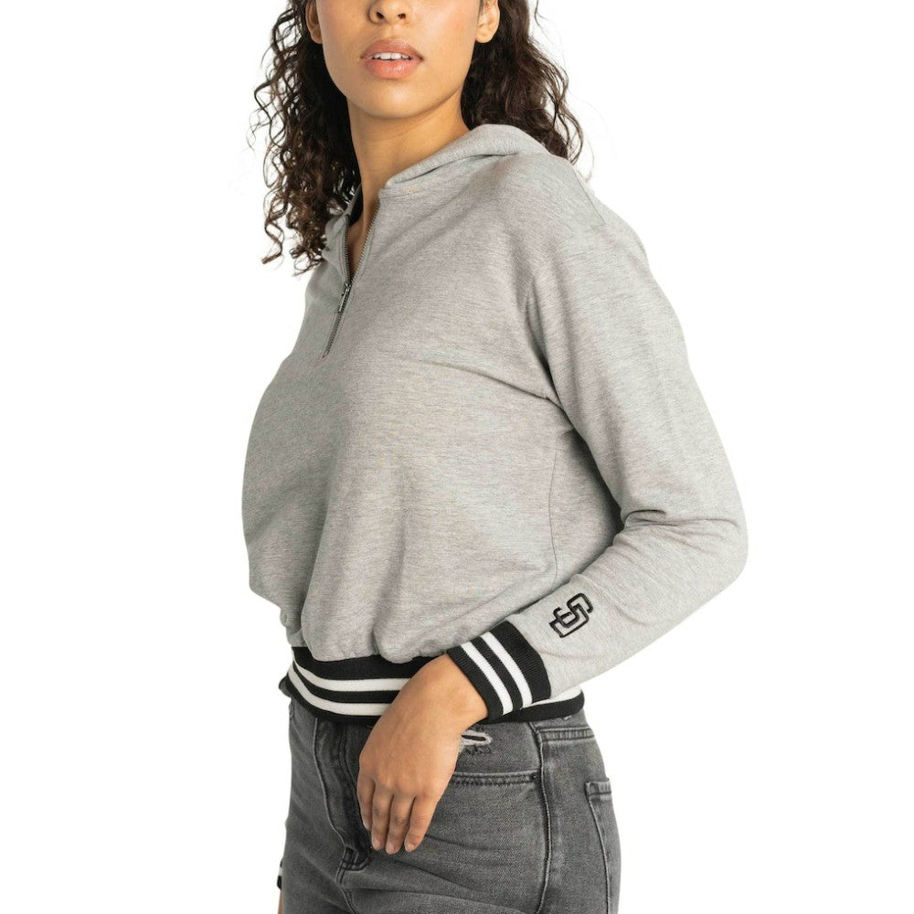 San Diego Padres Lusso Women's Magnolia Tri-Blend Quarter-Zip Hoodie | MLB New