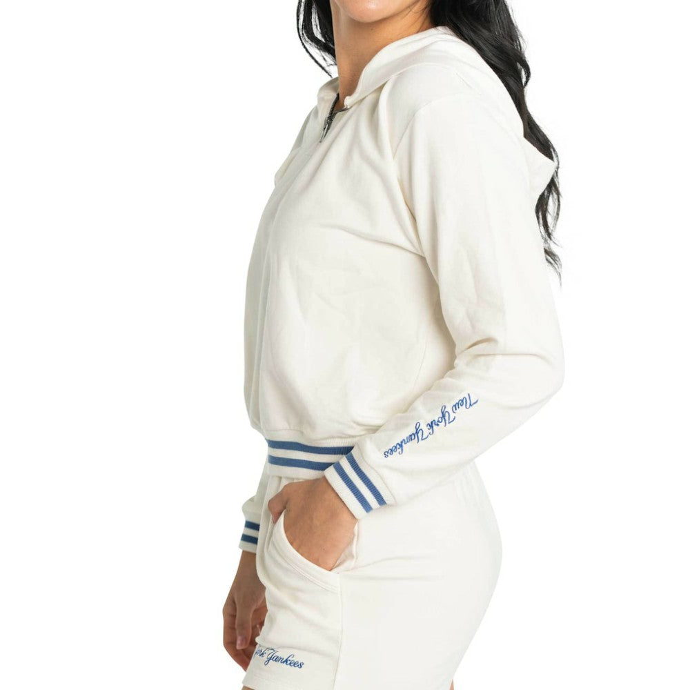 New York Yankees Lusso Women's Magnolia Tri-Blend Quarter-Zip Hoodie | MLB US