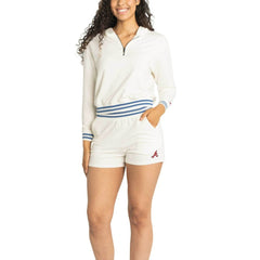 Atlanta Braves Lusso Women's Magnolia Tri-Blend Quarter-Zip Hoodie | MLB Shop