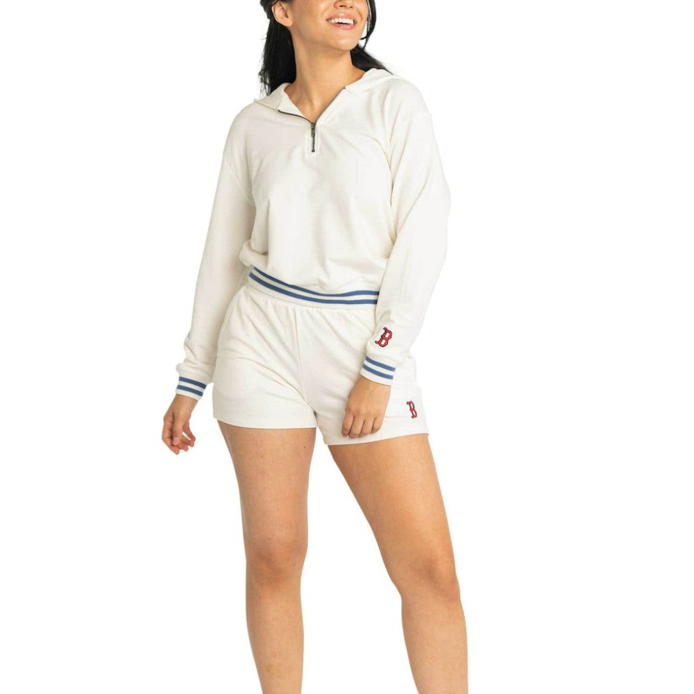 Boston Red Sox Lusso Women's Magnolia Tri-Blend Quarter-Zip Hoodie | MLB Online