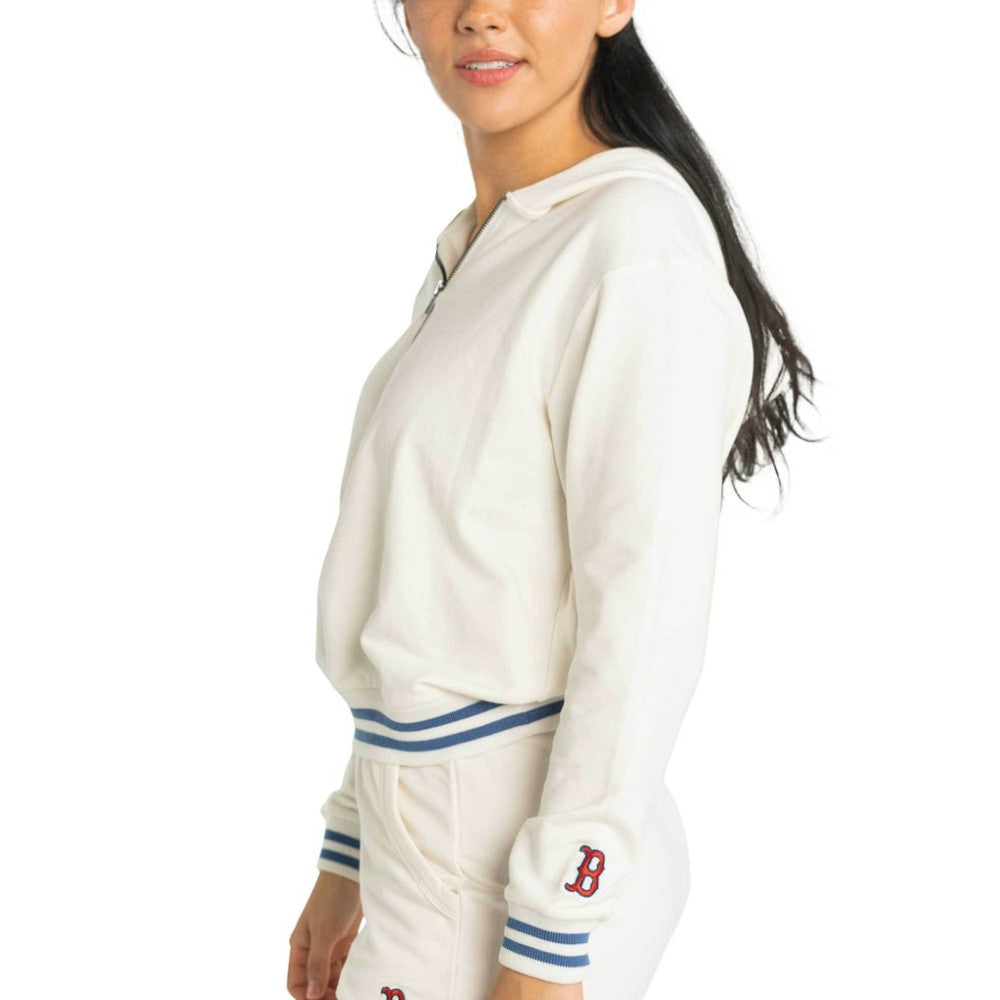 Boston Red Sox Lusso Women's Magnolia Tri-Blend Quarter-Zip Hoodie | MLB Online