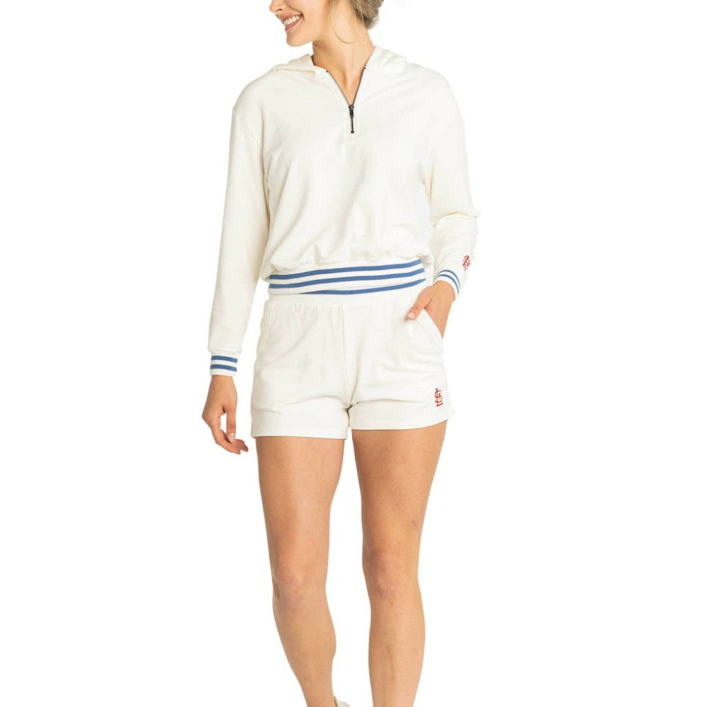 St. Louis Cardinals Lusso Women's Magnolia Tri-Blend Quarter-Zip Hoodie | MLB Shop