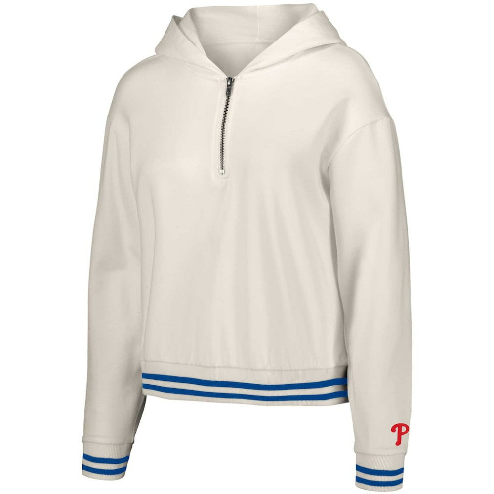 Philadelphia Phillies Lusso Women's Magnolia Tri-Blend Quarter-Zip Hoodie | MLB New