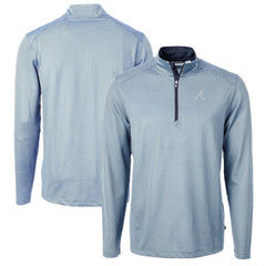 Atlanta Braves Cutter & Buck Virtue Eco Pique Micro Stripe Recycled Quarter-Zip Pullover Top | MLB Discount
