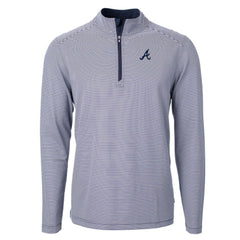 Atlanta Braves Cutter & Buck Virtue Eco Pique Micro Stripe Recycled Quarter-Zip Pullover Top | MLB Discount