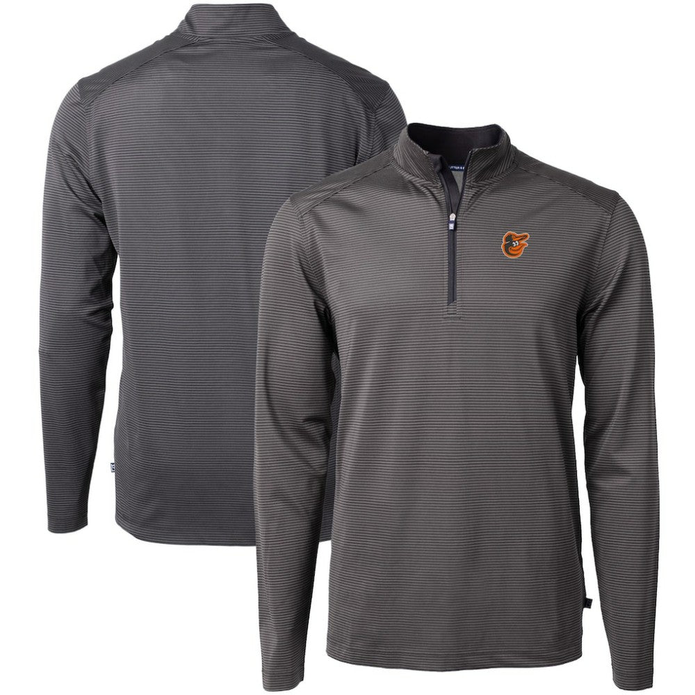 Baltimore Orioles Cutter & Buck Virtue Eco Pique Micro Stripe Recycled Quarter-Zip Pullover Top | MLB Shop