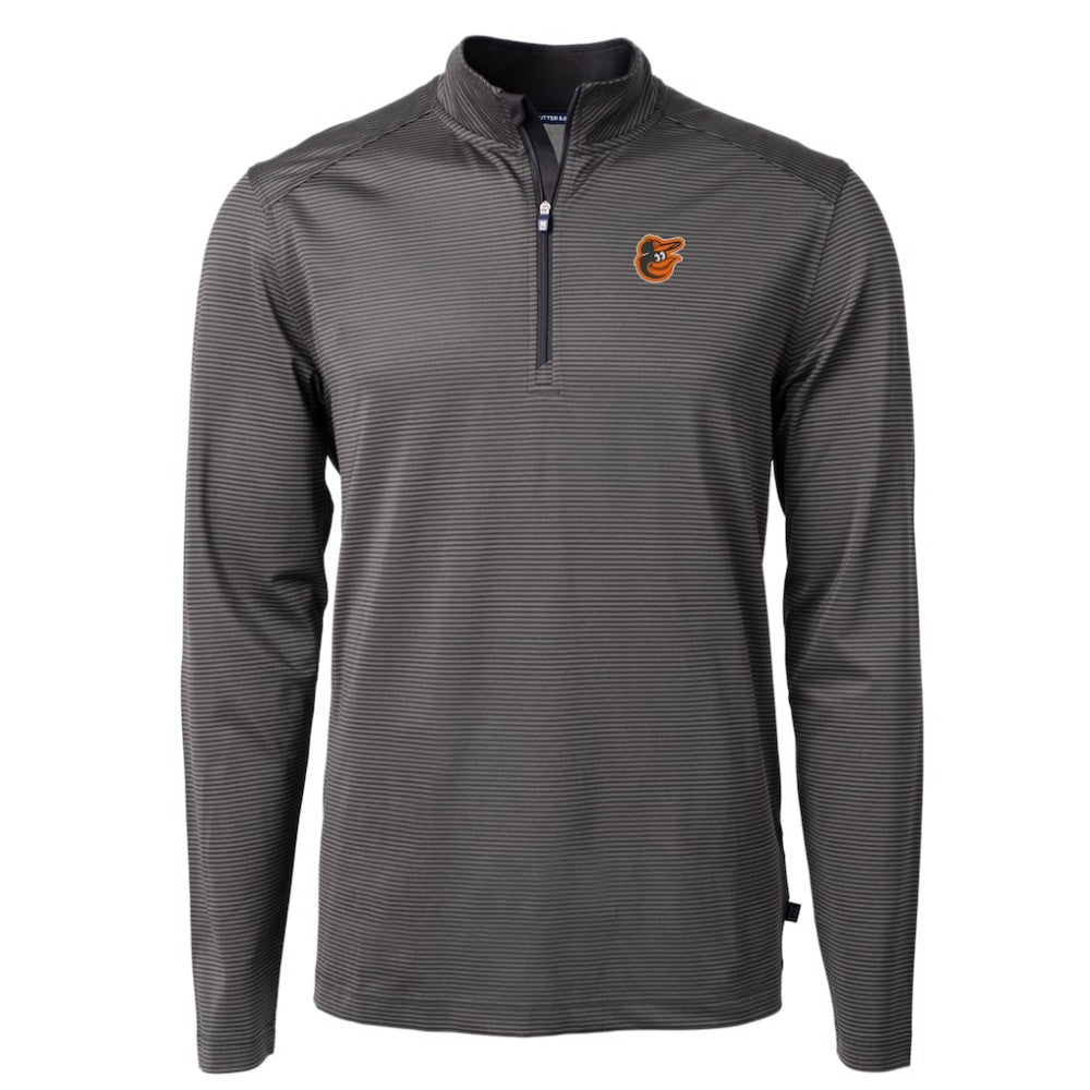 Baltimore Orioles Cutter & Buck Virtue Eco Pique Micro Stripe Recycled Quarter-Zip Pullover Top | MLB Shop