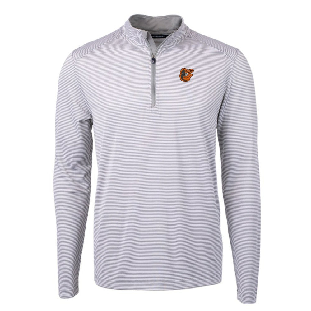 Baltimore Orioles Cutter & Buck Virtue Eco Pique Micro Stripe Recycled Quarter-Zip Pullover Top | MLB Discount