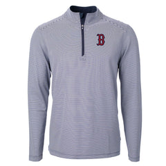 Boston Red Sox Cutter & Buck Virtue Eco Pique Micro Stripe Recycled Quarter-Zip Pullover Top | MLB Near me