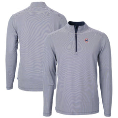Chicago Cubs Cutter & Buck Virtue Eco Pique Micro Stripe Recycled Quarter-Zip Pullover Top | MLB Online